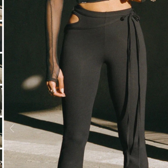 Joah Brown Cut Out Mini Flare Legging Black S - Picture 3 of 6